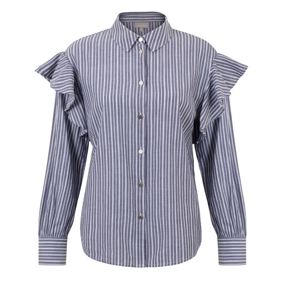 Oliver Bonas frilled pinstripe shirt blouse - Picture 2 of 11